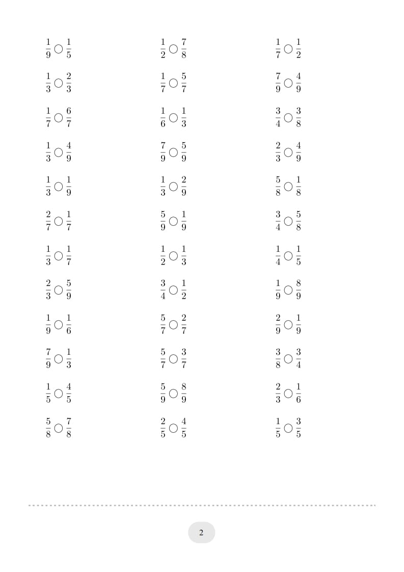 图片[2]-三年级数学上册口算题(分数比大小)1000题（人教版）-龙云试卷网