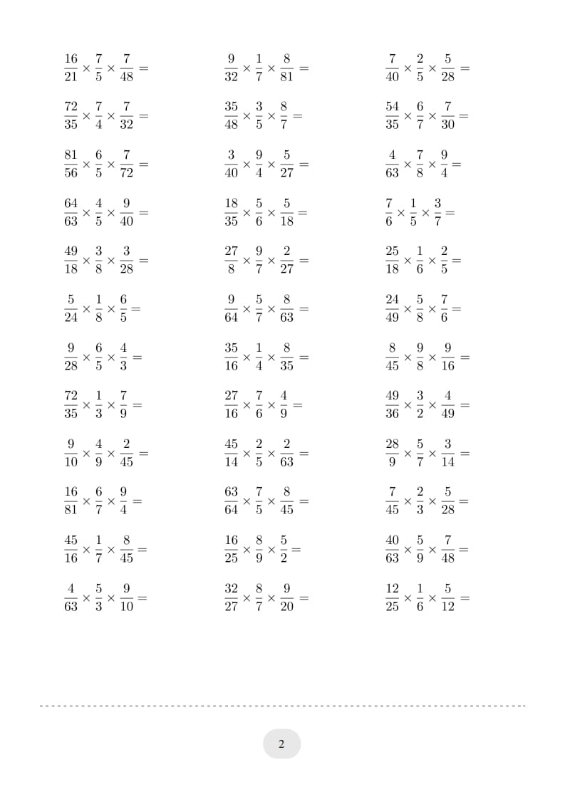 图片[2]-六年级数学上册▲口算题（分数连乘）连打版（人教版）-龙云试卷网