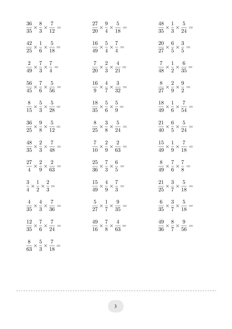图片[3]-六年级数学上册▲口算题（分数连乘）连打版（人教版）-龙云试卷网