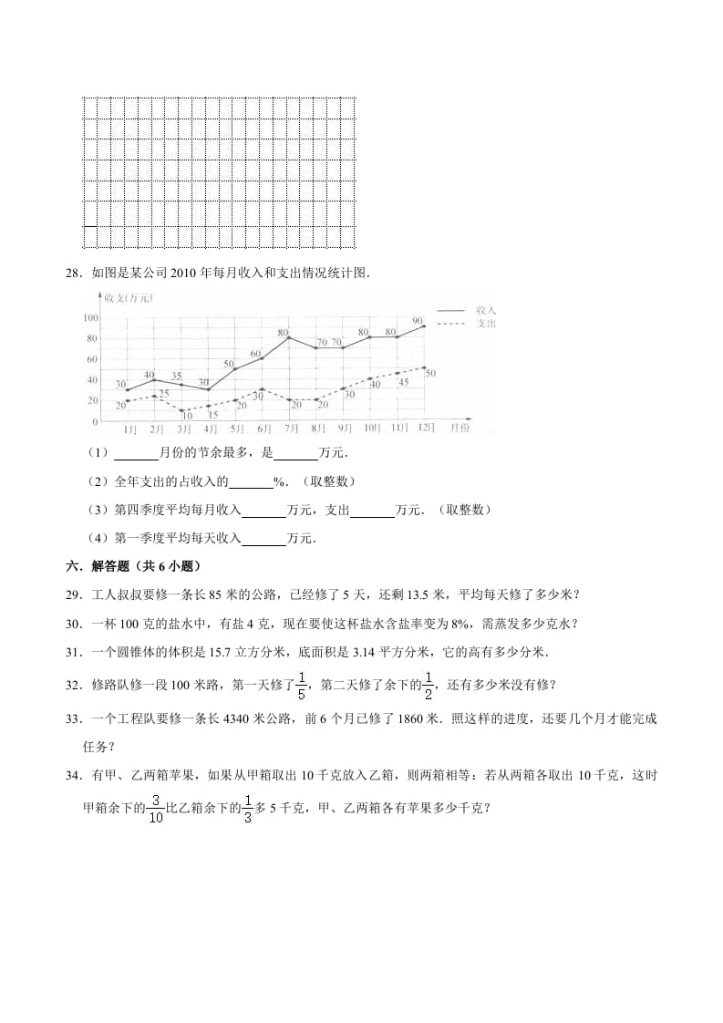 图片[3]-六年级数学下册小升初模拟试题（33）苏教版（含解析）-龙云试卷网