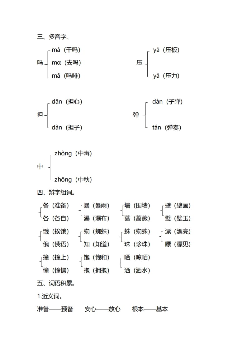 图片[3]-三年级语文上册第四单元知识要点汇总（部编版）-龙云试卷网