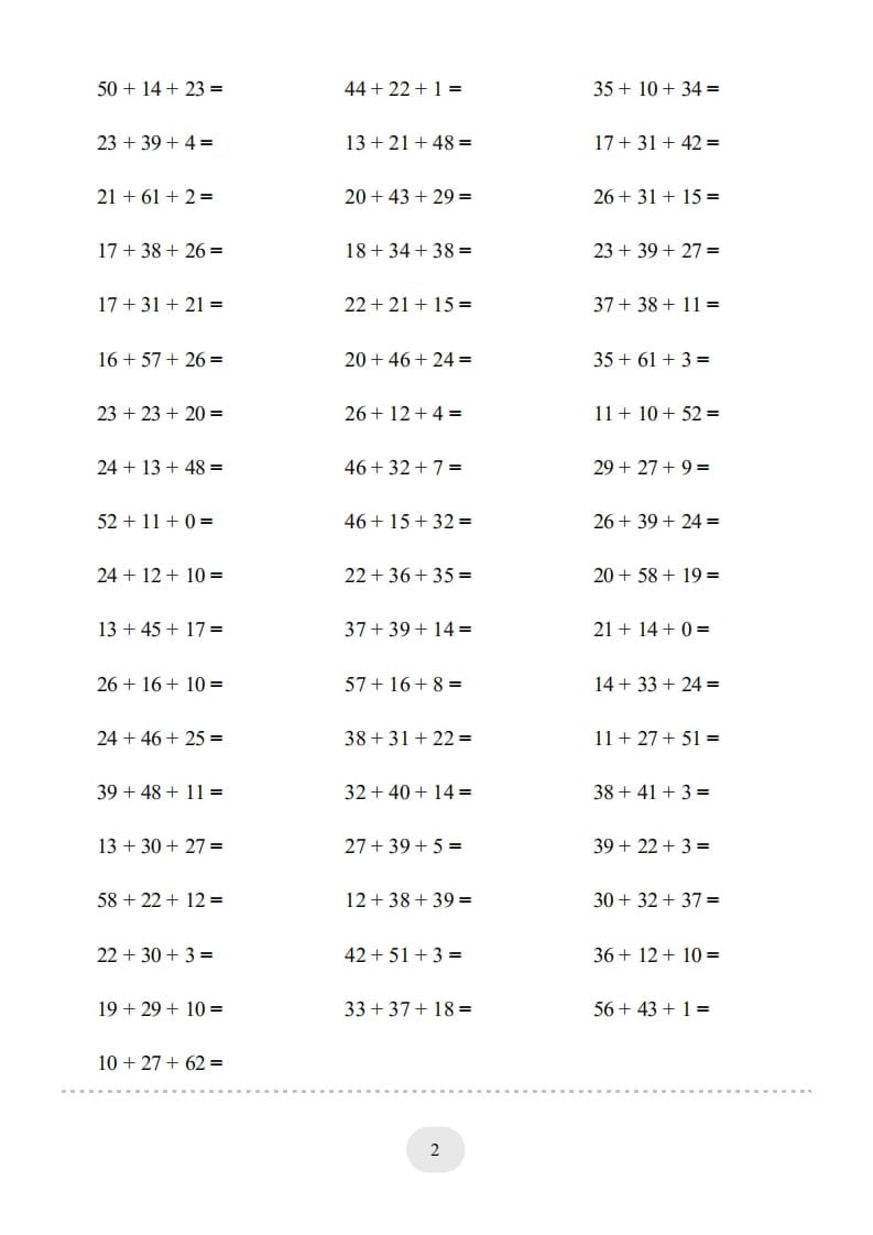 图片[2]-二年级数学上册口算题(连加)1000题（人教版）-龙云试卷网