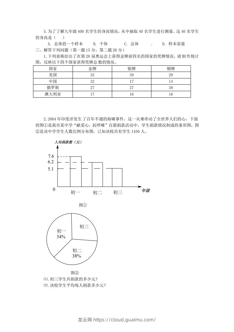 图片[2]-河南周口扶沟县七年级下册数学第十章第一节试卷及答案人教版(Word版)-龙云试卷网