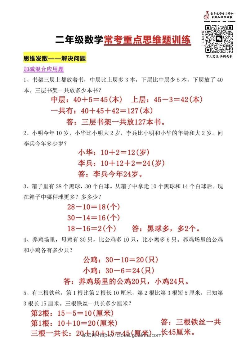 二上数学常考重点思维训练题-龙云试卷网