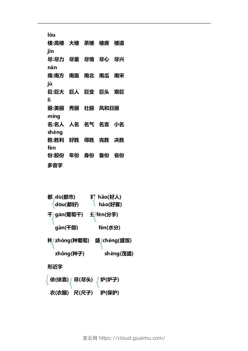 图片[2]-二上语文第四单元知识重点-龙云试卷网