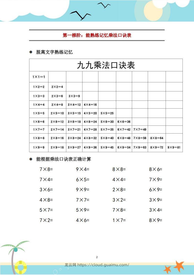 图片[3]-二上数学乘法口诀表识记攻略-龙云试卷网