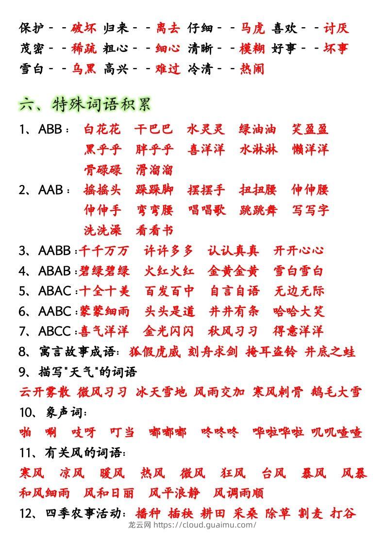 图片[3]-【全册重点考点归纳】二上语文-龙云试卷网