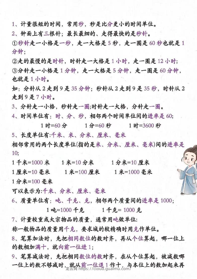 图片[2]-三年级上册数学必背公式大全1(2)-龙云试卷网