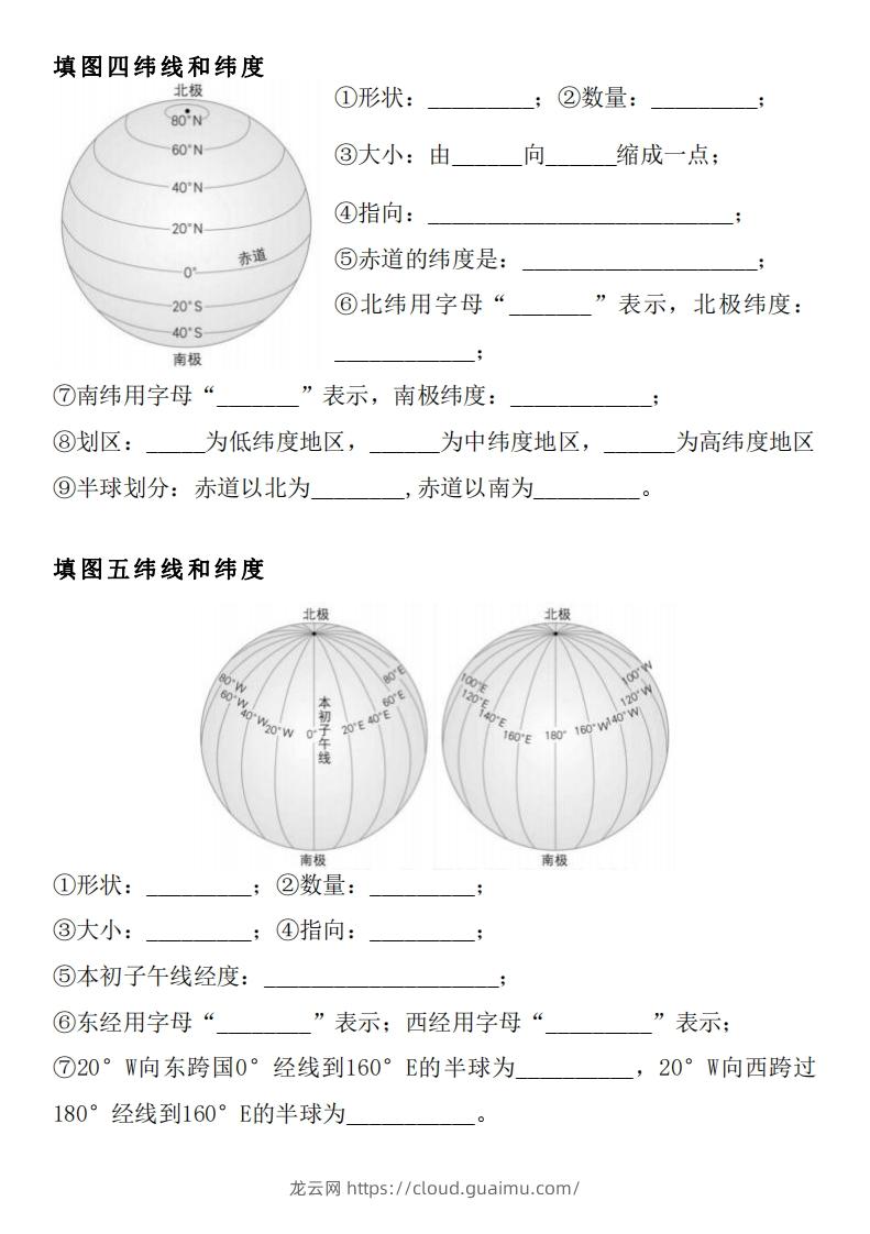 图片[2]-人教版七年级上册地理填图专项训练-龙云试卷网