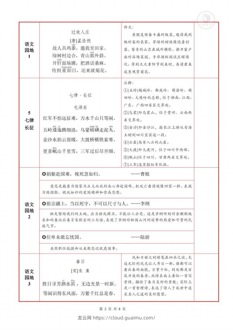 图片[2]-六上语文背诵默写一览表-龙云试卷网