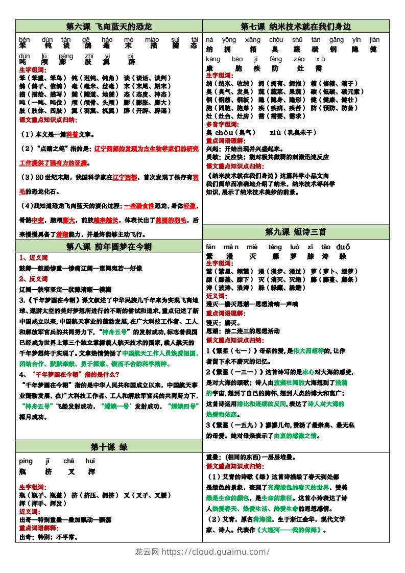 图片[2]-【课课贴】四下语文-龙云试卷网