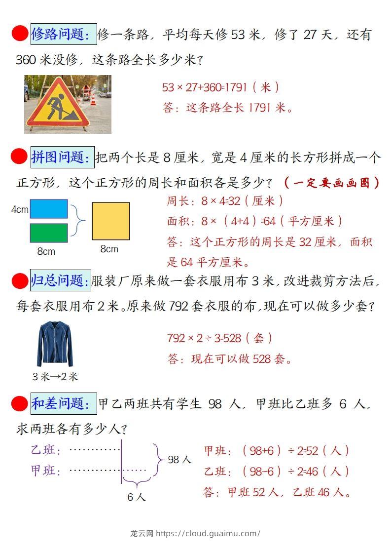 图片[2]-三年级下册数学易错思维应用题专项(答案)-龙云试卷网