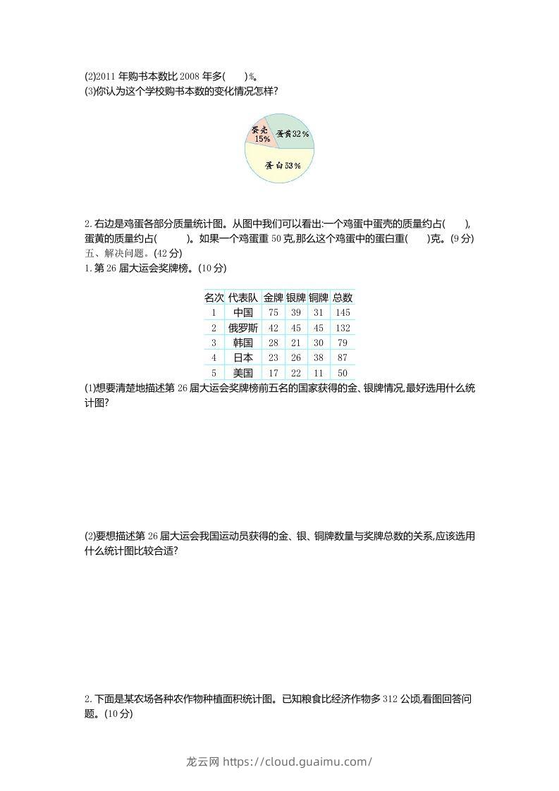 图片[2]-五下（54制）青岛版数学第七单元检测-1-龙云试卷网